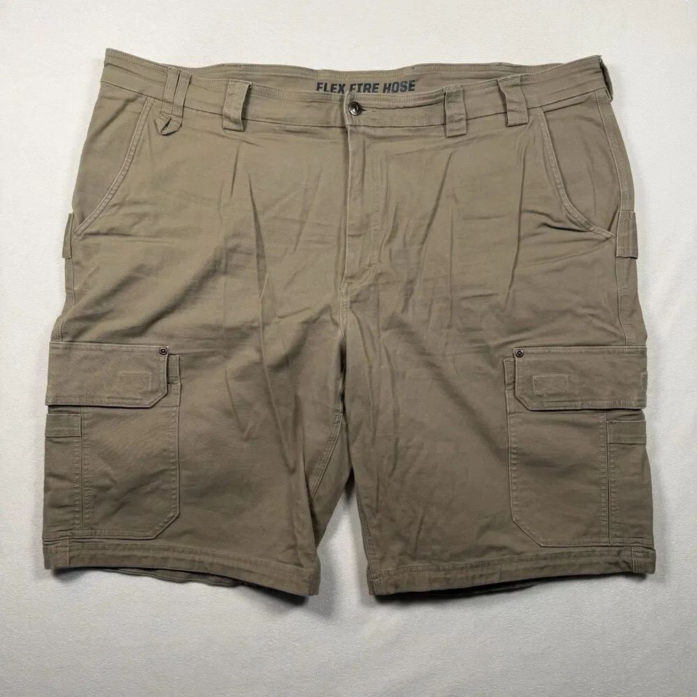 Duluth Trading Flex Fire Hose Cargo Shorts Mens 46 Khaki Work Utility Stretch